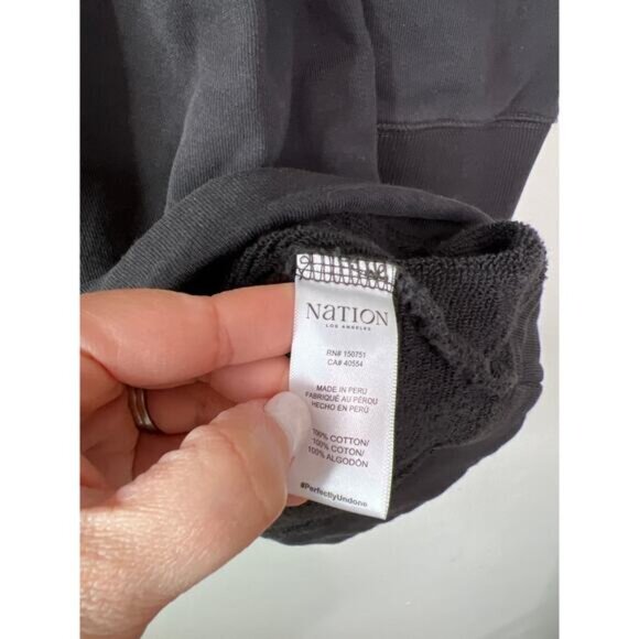 NEW Nation LTD Ronni Pullover Drop Shoulder Sweatshirt Mini Dress Black Sz Large - Picture 5 of 8